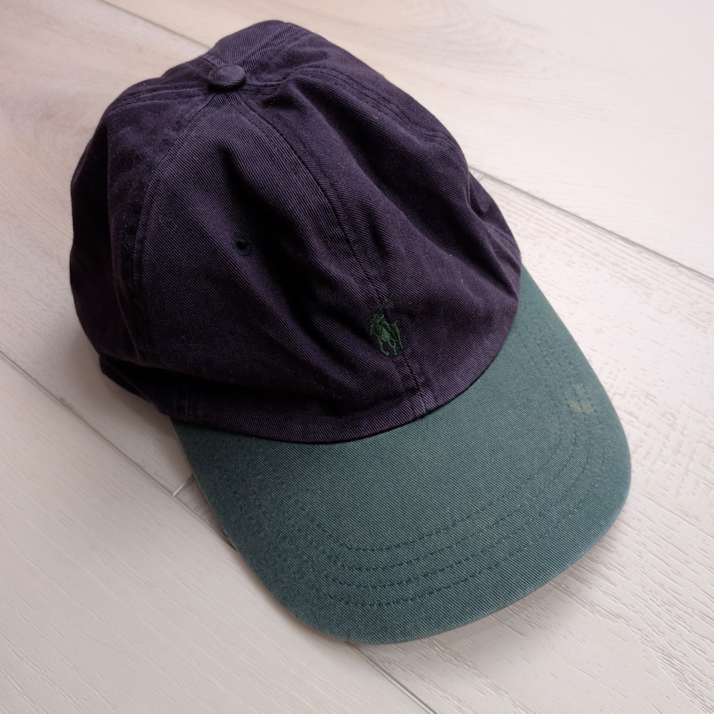 Vintage Polo Ralph Lauren Baseball Cap Hat Mens Purple Green Pony Strapback